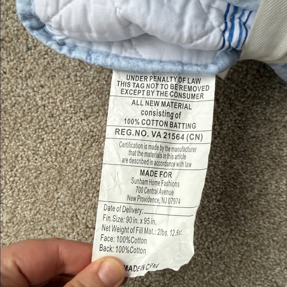 Sonoma Full / Queen 100% Cotton Reversible Aberdeen Patchwork Blue & White Quilt - Picture 6 of 6